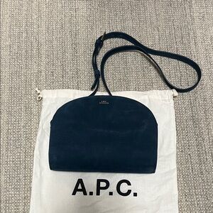 A.P.C. Navy Blue Half Moon Crossbody Bag
